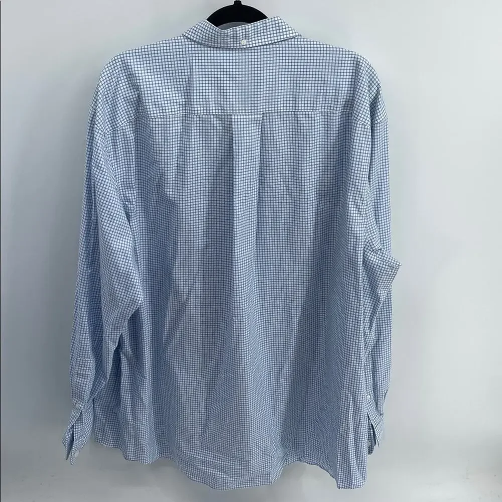 Duluth Trading Co. cotton windowpane plaid long sleeve button up dress shirt